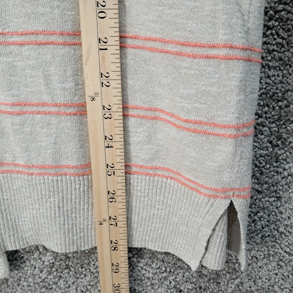 Madewell Striped Open‎ Front Cardigan Sweater Beige Coral Pink Cotton Blend Med